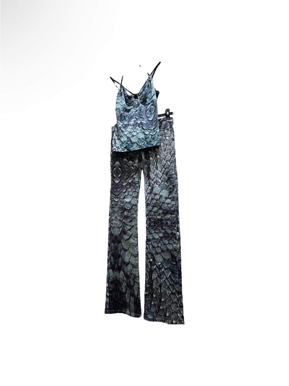 Just Cavalli Blue-Green Wide Leg Jumpsuit Set